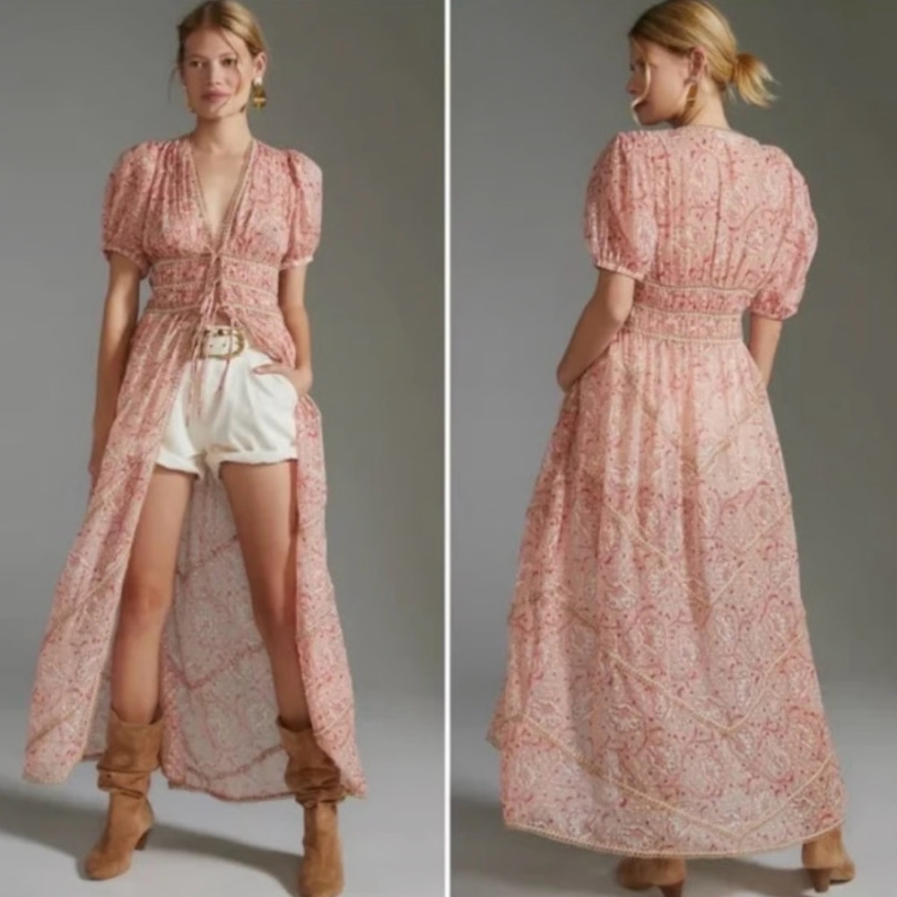 NWT Forever That Girl Anthropologie floral overdress robe dress m medium new
